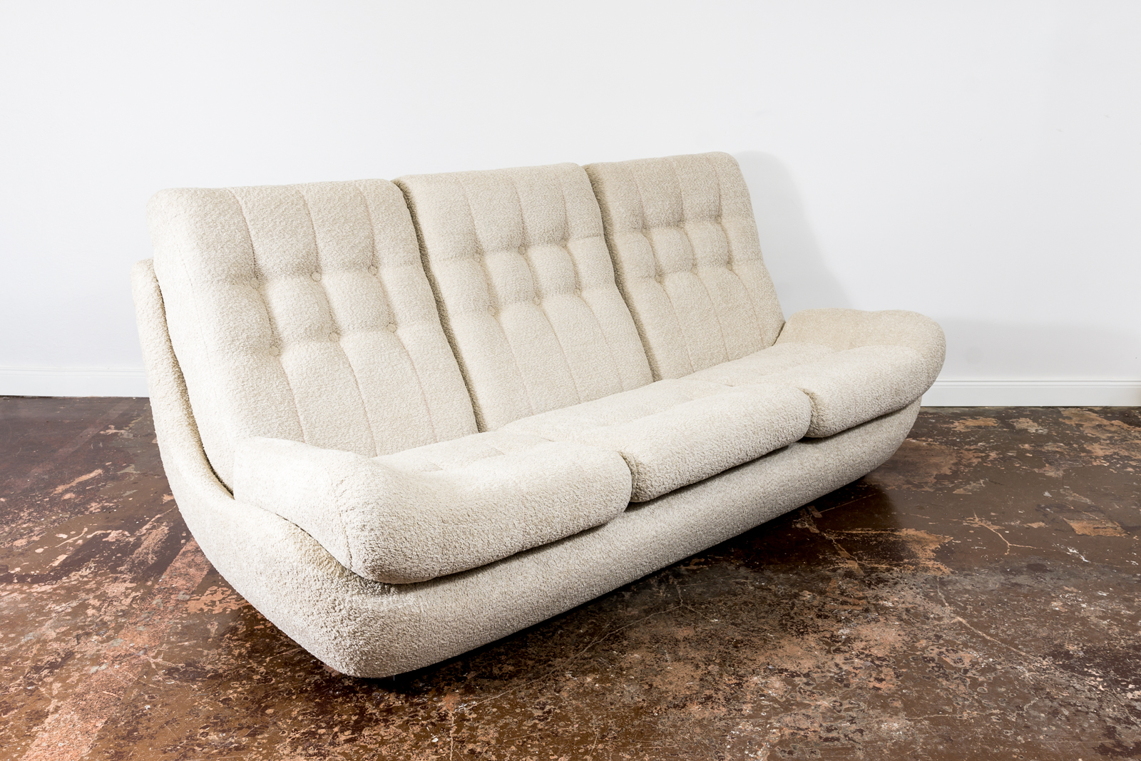 Space Age Sofa Atlantis In Beige Boucle, Czechoslovakia, 1970's