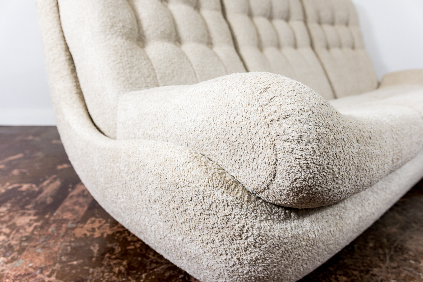 Space Age Sofa Atlantis In Beige Boucle, Czechoslovakia, 1970's