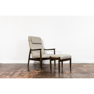 High Back Armchair "GFM-64" and Ottoman designed by Edmund Homa, Poland, 1960s