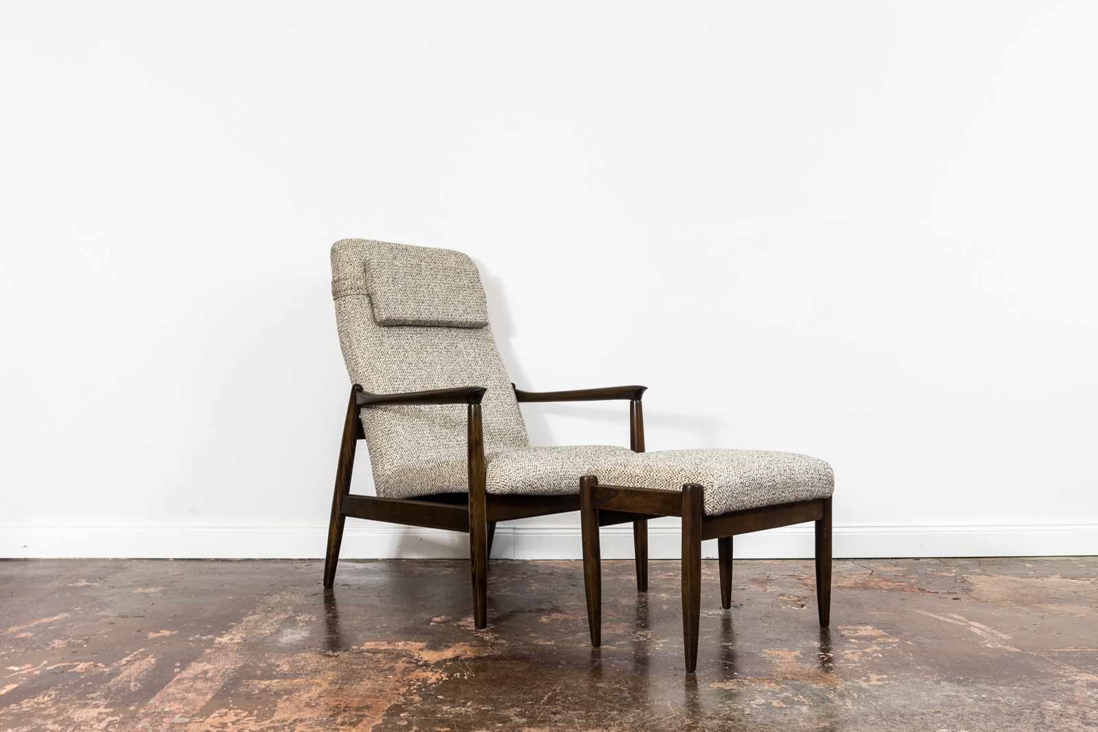 High Back Armchair "GFM-64" and Ottoman designed by Edmund Homa, Poland, 1960s