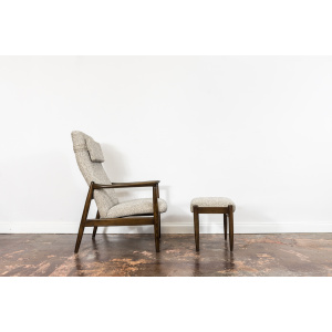 High Back Armchair "GFM-64" and Ottoman designed by Edmund Homa, Poland, 1960s