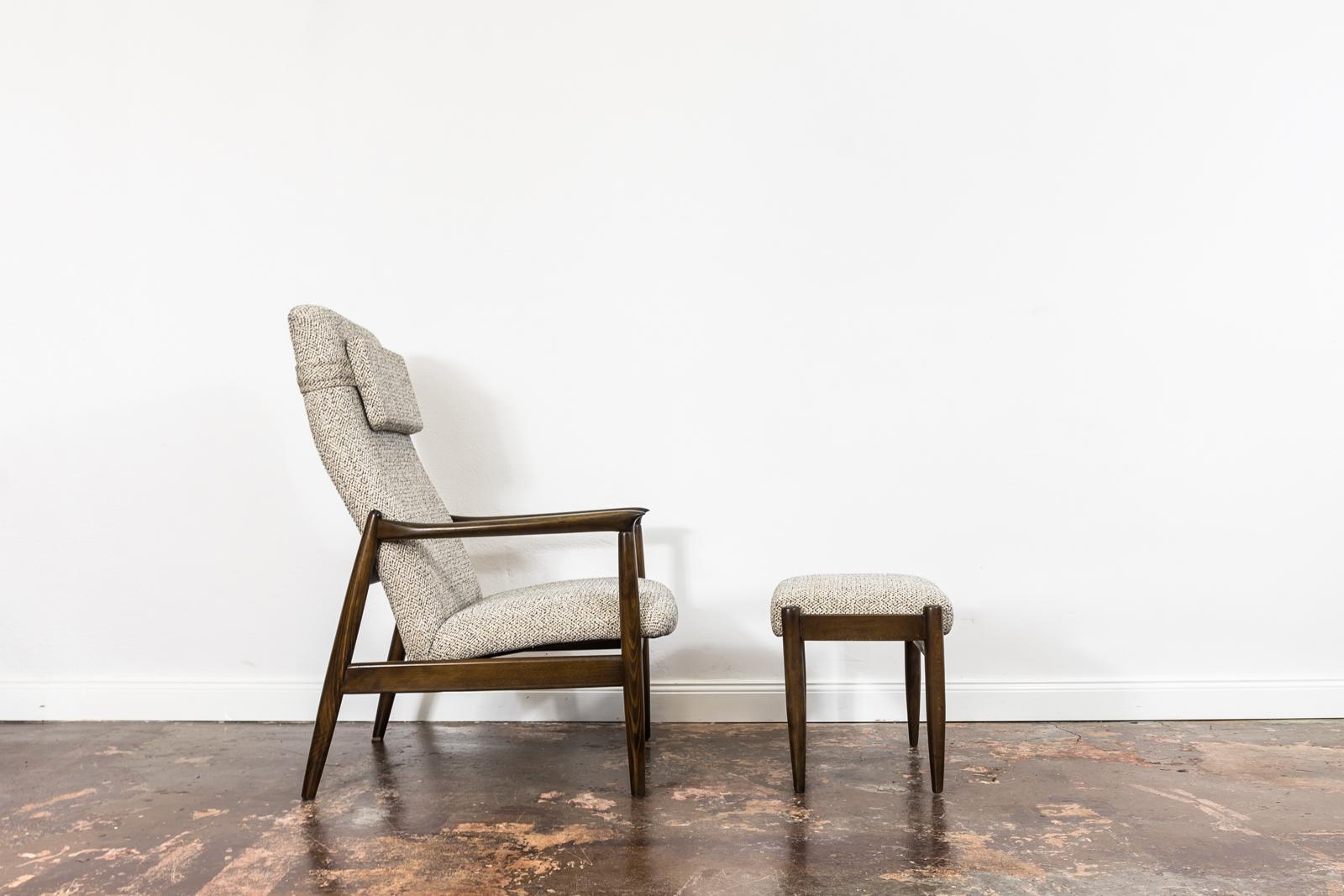 High Back Armchair "GFM-64" and Ottoman designed by Edmund Homa, Poland, 1960s