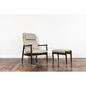 High Back Armchair "GFM-64" and Ottoman designed by Edmund Homa, Poland, 1960s