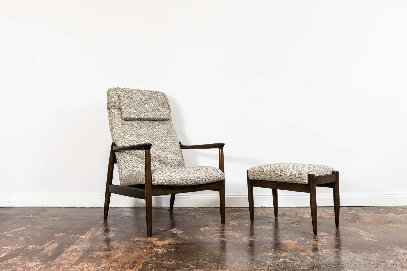 High Back Armchair "GFM-64" and Ottoman designed by Edmund Homa, Poland, 1960s