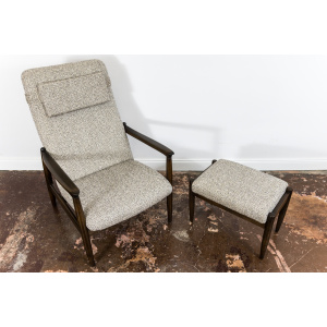 High Back Armchair "GFM-64" and Ottoman designed by Edmund Homa, Poland, 1960s