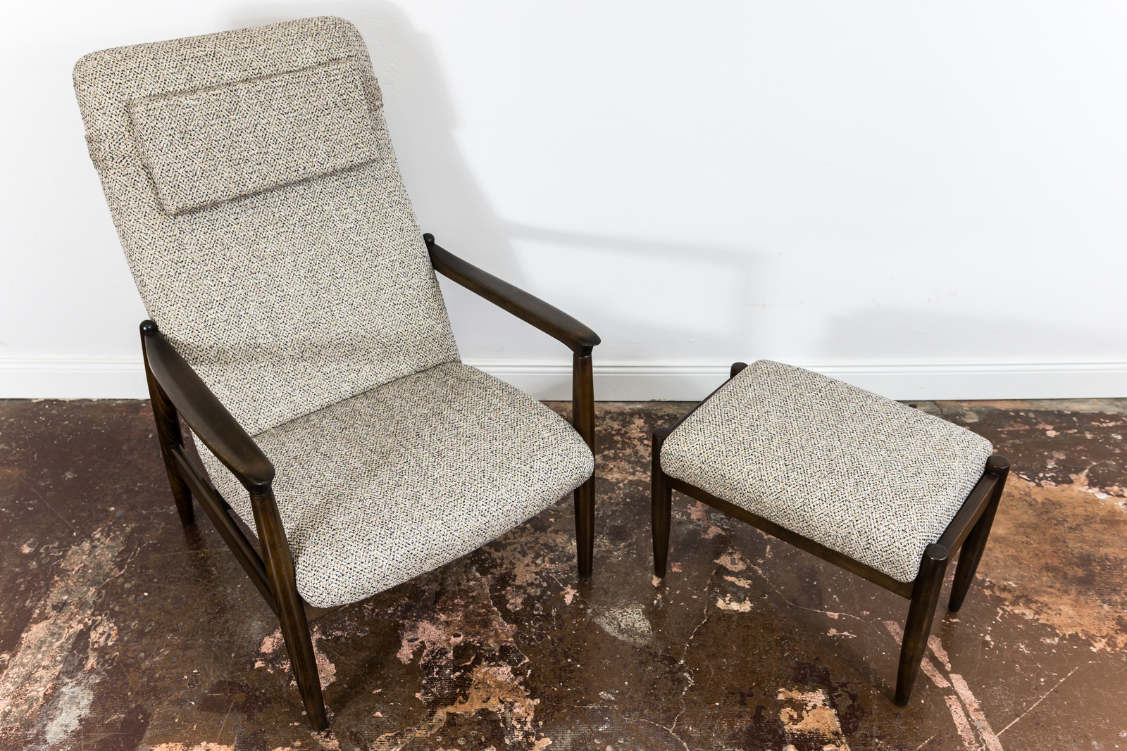High Back Armchair "GFM-64" and Ottoman designed by Edmund Homa, Poland, 1960s