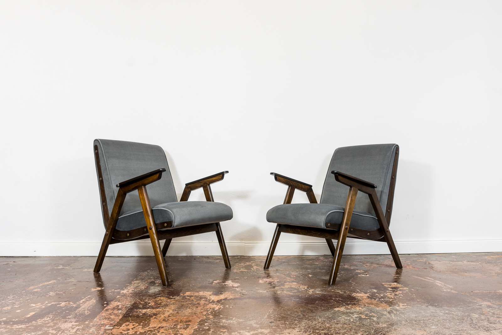 Pair Of Mid Century Modern Oak Armchairs, 1960s, Czechoslovakia