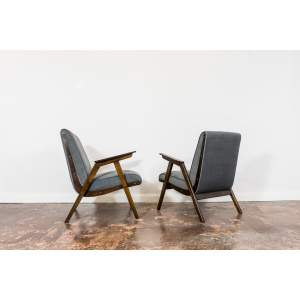 Pair Of Mid Century Modern Oak Armchairs, 1960s, Czechoslovakia