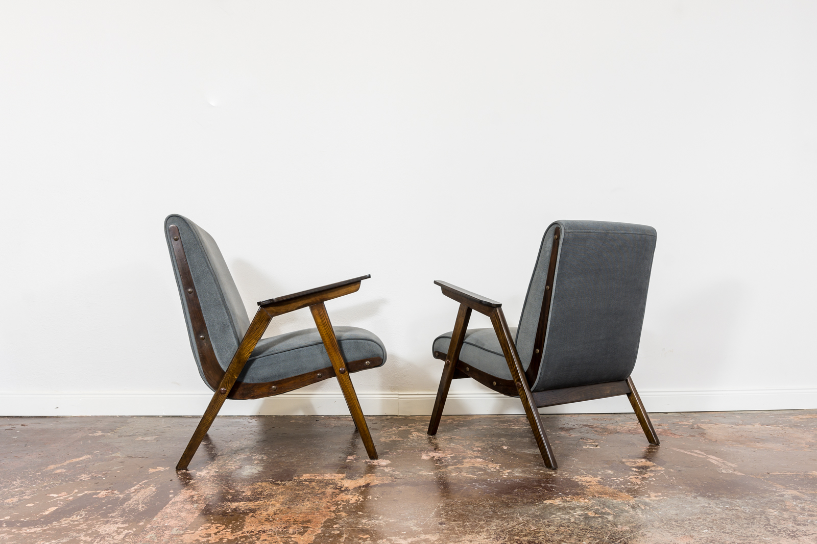 Pair Of Mid Century Modern Oak Armchairs, 1960s, Czechoslovakia