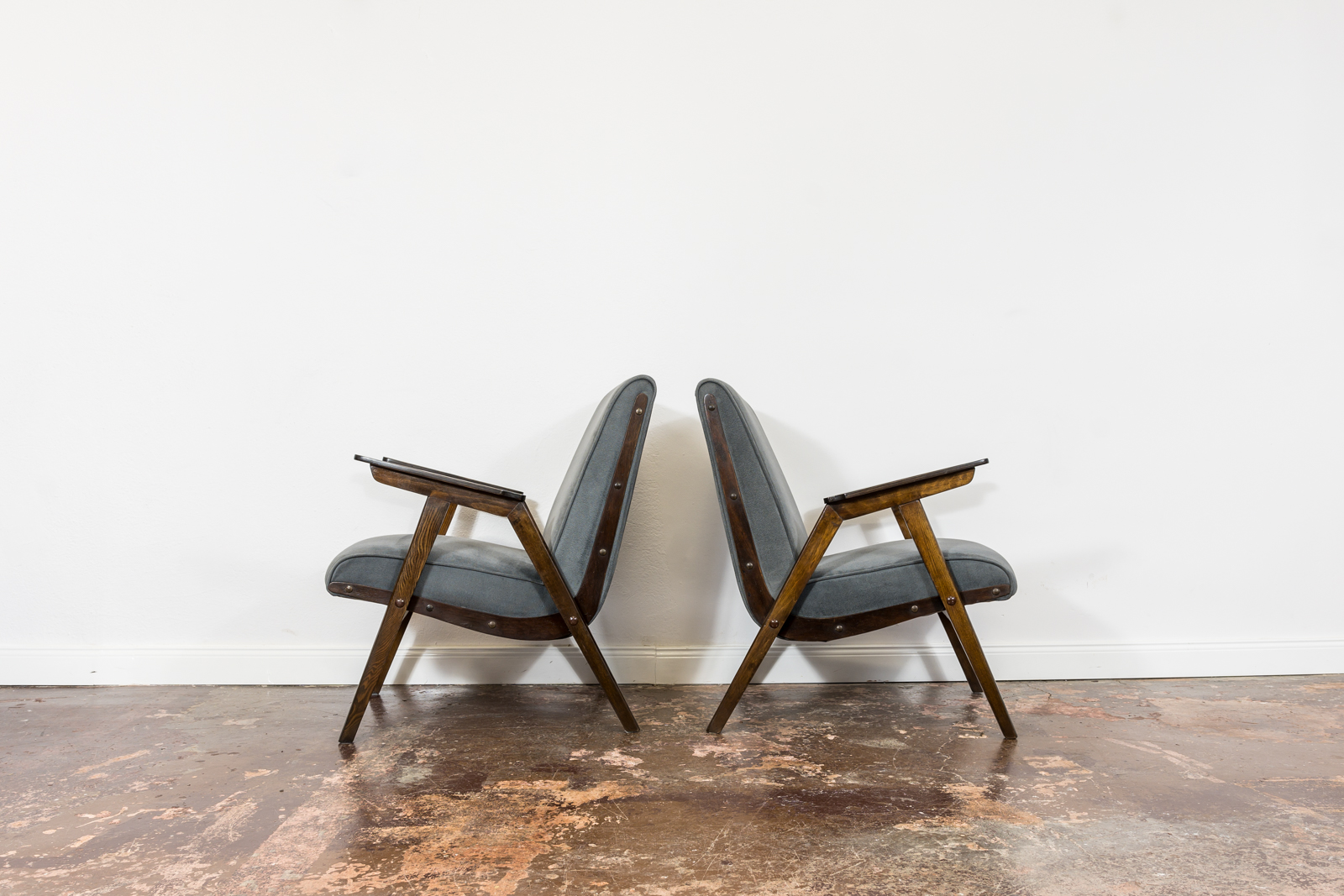 Pair Of Mid Century Modern Oak Armchairs, 1960s, Czechoslovakia