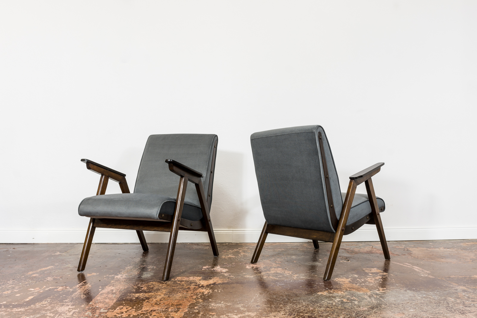 Pair Of Mid Century Modern Oak Armchairs, 1960s, Czechoslovakia