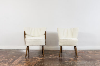 Pair Of White Cream Boucle Cocktail Chairs, 1950s - Image 2