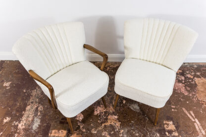 Pair Of White Cream Boucle Cocktail Chairs, 1950s - Image 9