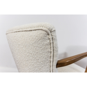 Pair Of White Cream Boucle Cocktail Chairs, 1950s