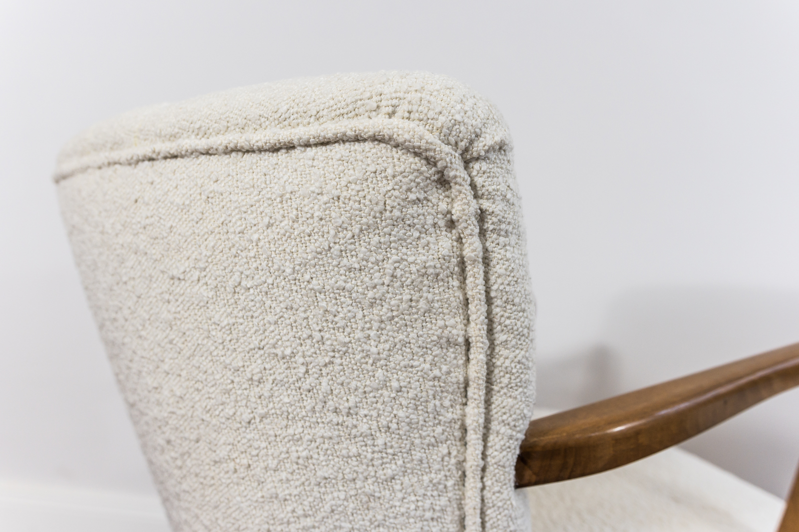Pair Of White Cream Boucle Cocktail Chairs, 1950s