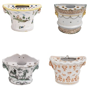 Four 18th Century France Majolica Planters Moustiers and Provence Manufactory