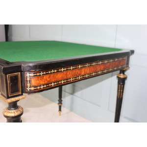 19th century French Napoleon III inlaid card table