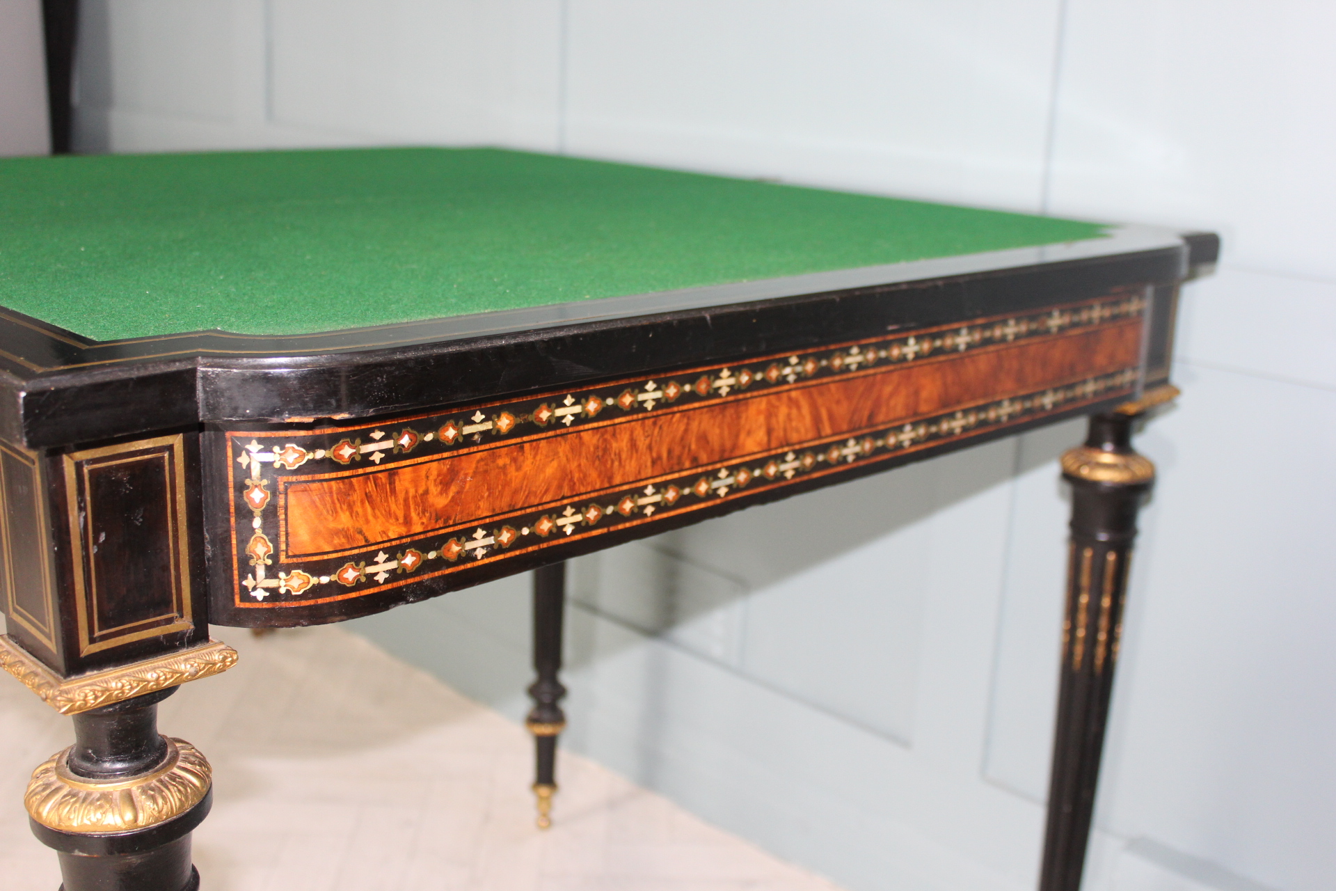 19th century French Napoleon III inlaid card table
