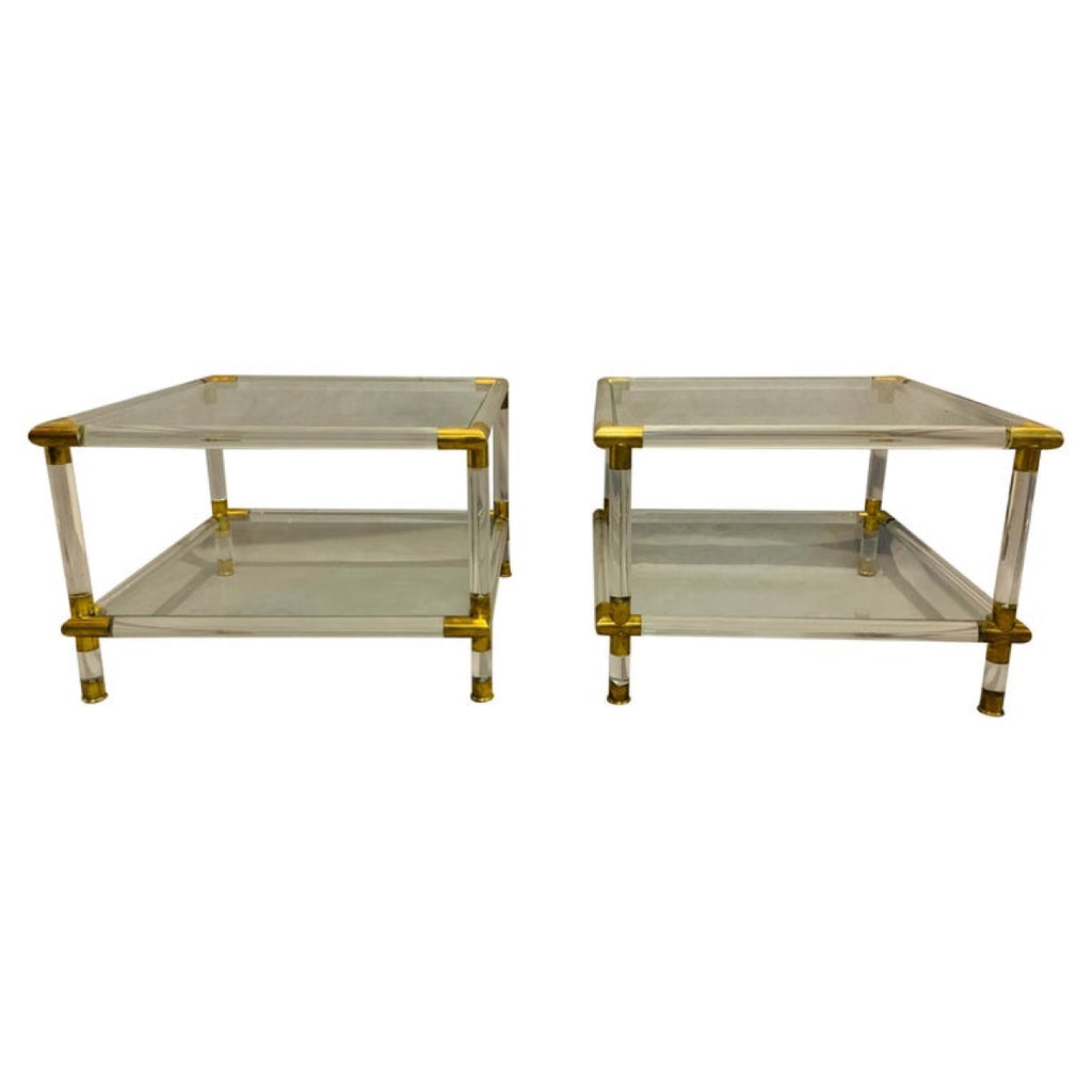 Glamorous Italian Acrylic Glass Side Tables, 1970s