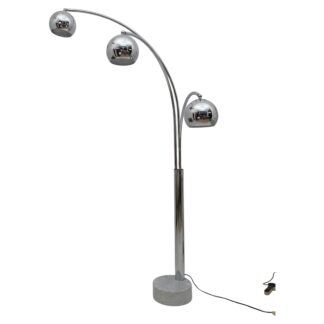 Goffredo Reggiani Mid-century Modern Chromed Metal and Marble Floor Lamp, 1960s