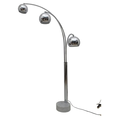 Goffredo Reggiani Mid-century Modern Chromed Metal and Marble Floor Lamp, 1960s