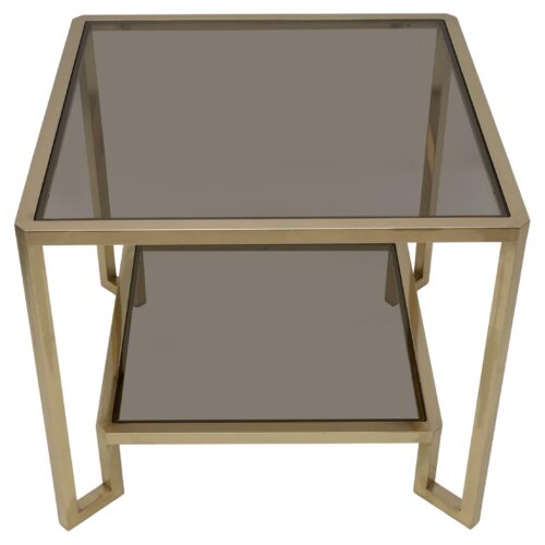 Guy Lefevre Square Brass Coffee Table for Maison Jansen, France 1970s