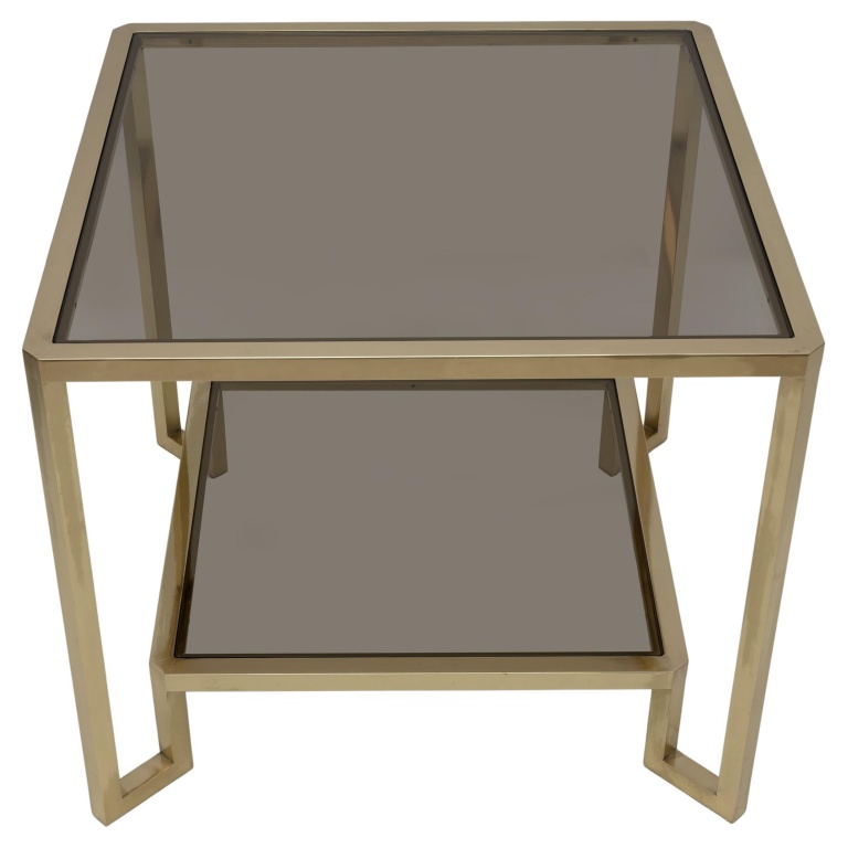 Guy Lefevre Square Brass Coffee Table for Maison Jansen, France 1970s