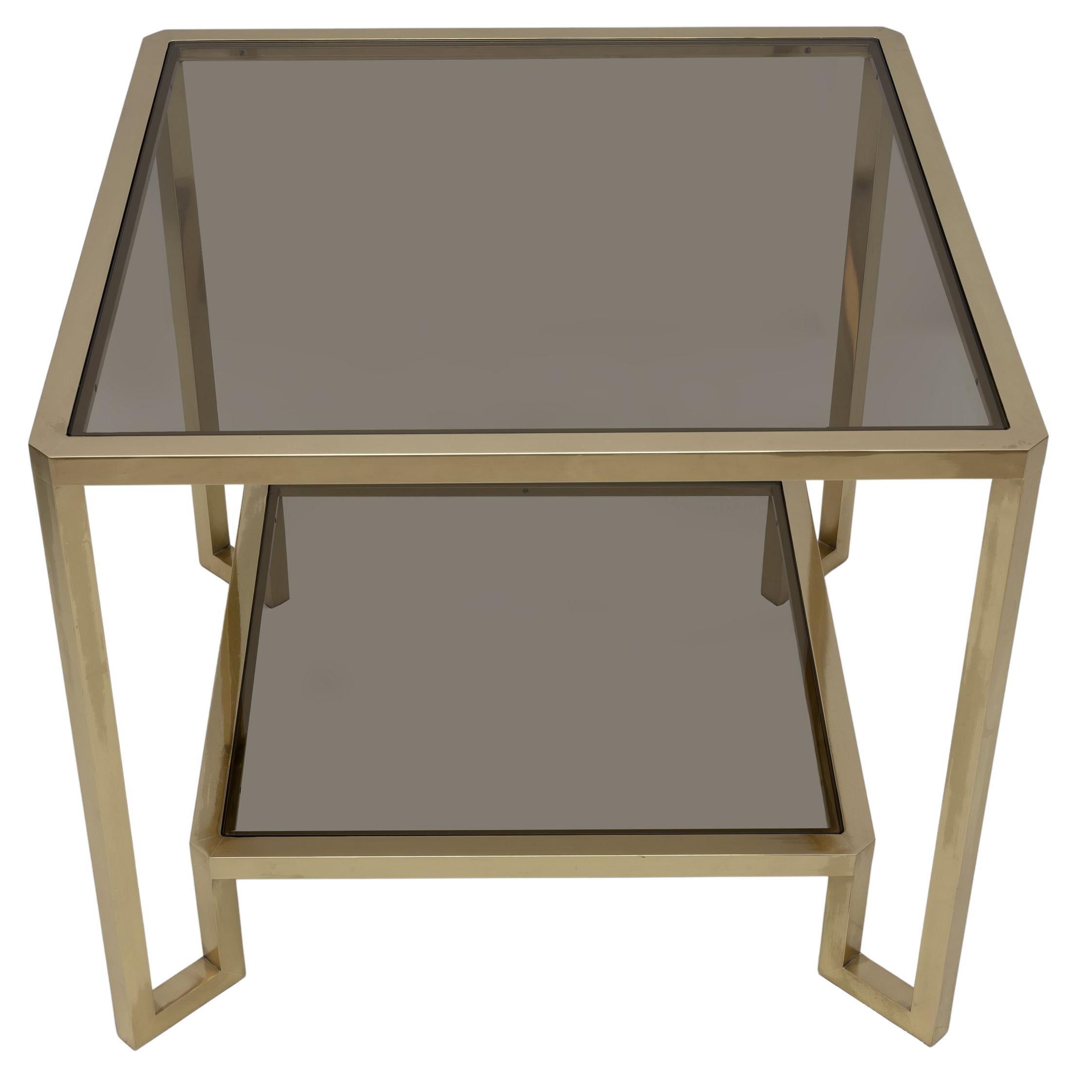 Guy Lefevre Square Brass Coffee Table for Maison Jansen, France 1970s