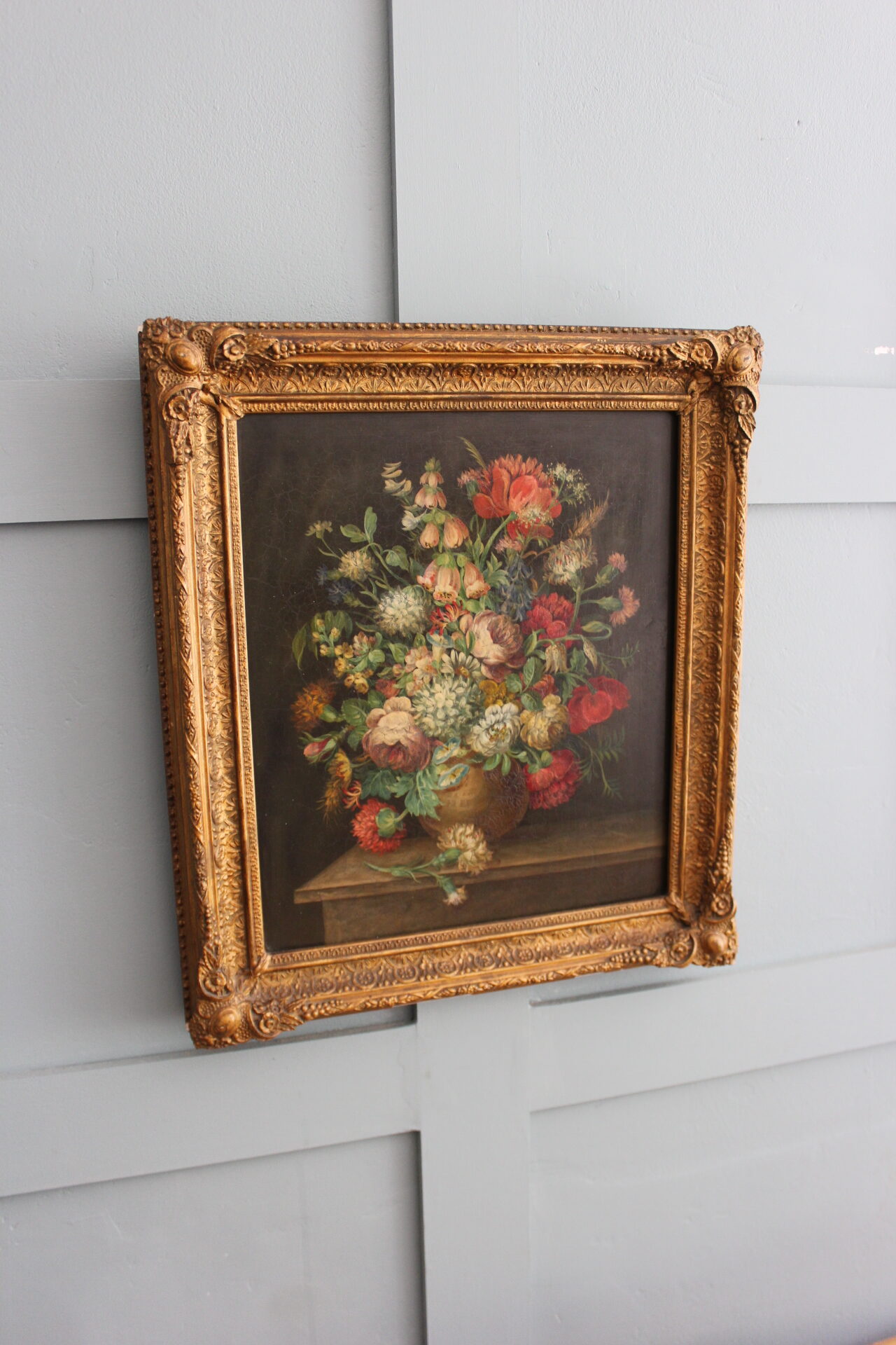 19th Century Floral Still Life With Fox Gloves And Honeysuckle