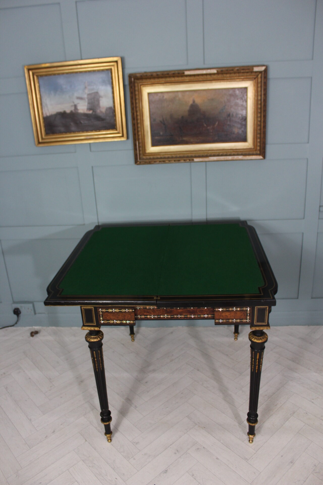 19th century French Napoleon III inlaid card table