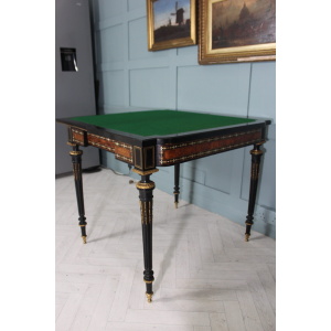 19th century French Napoleon III inlaid card table