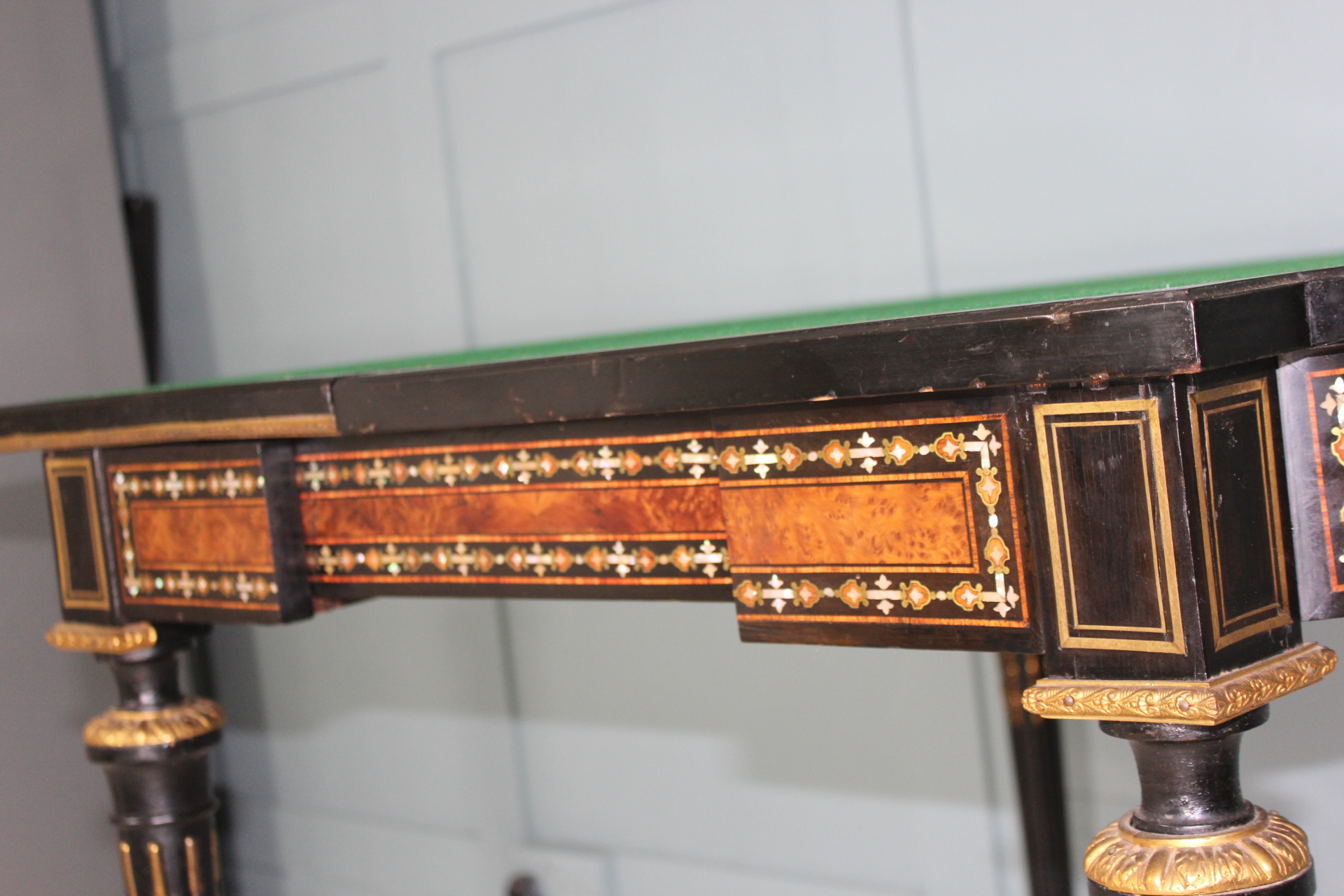 19th century French Napoleon III inlaid card table