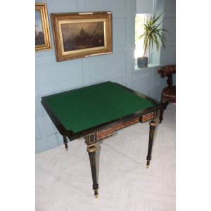 19th century French Napoleon III inlaid card table