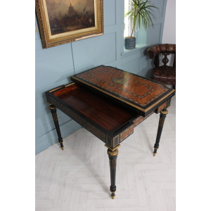 19th century French Napoleon III inlaid card table