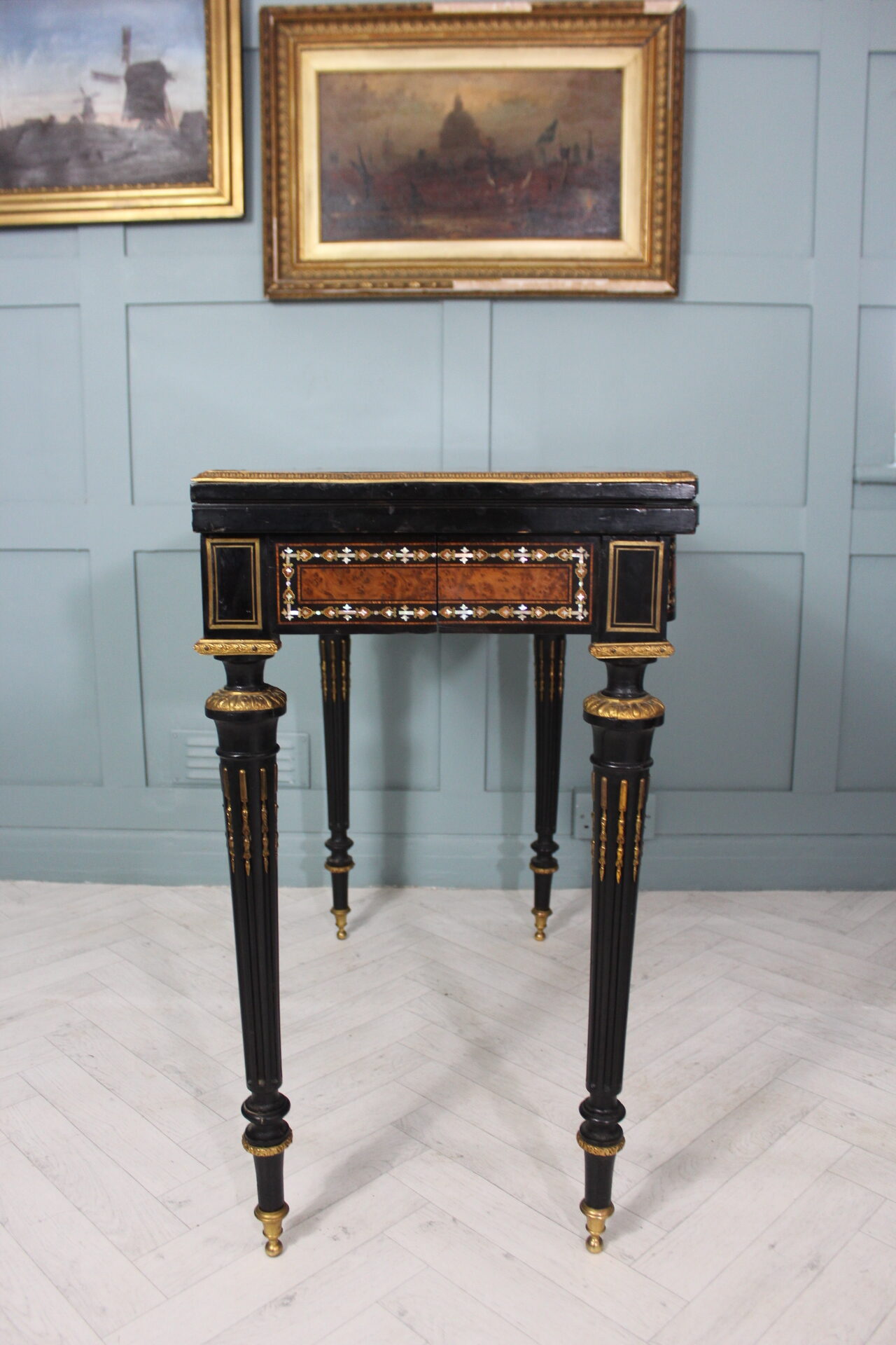 19th century French Napoleon III inlaid card table