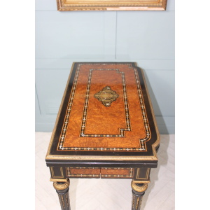 19th century French Napoleon III inlaid card table