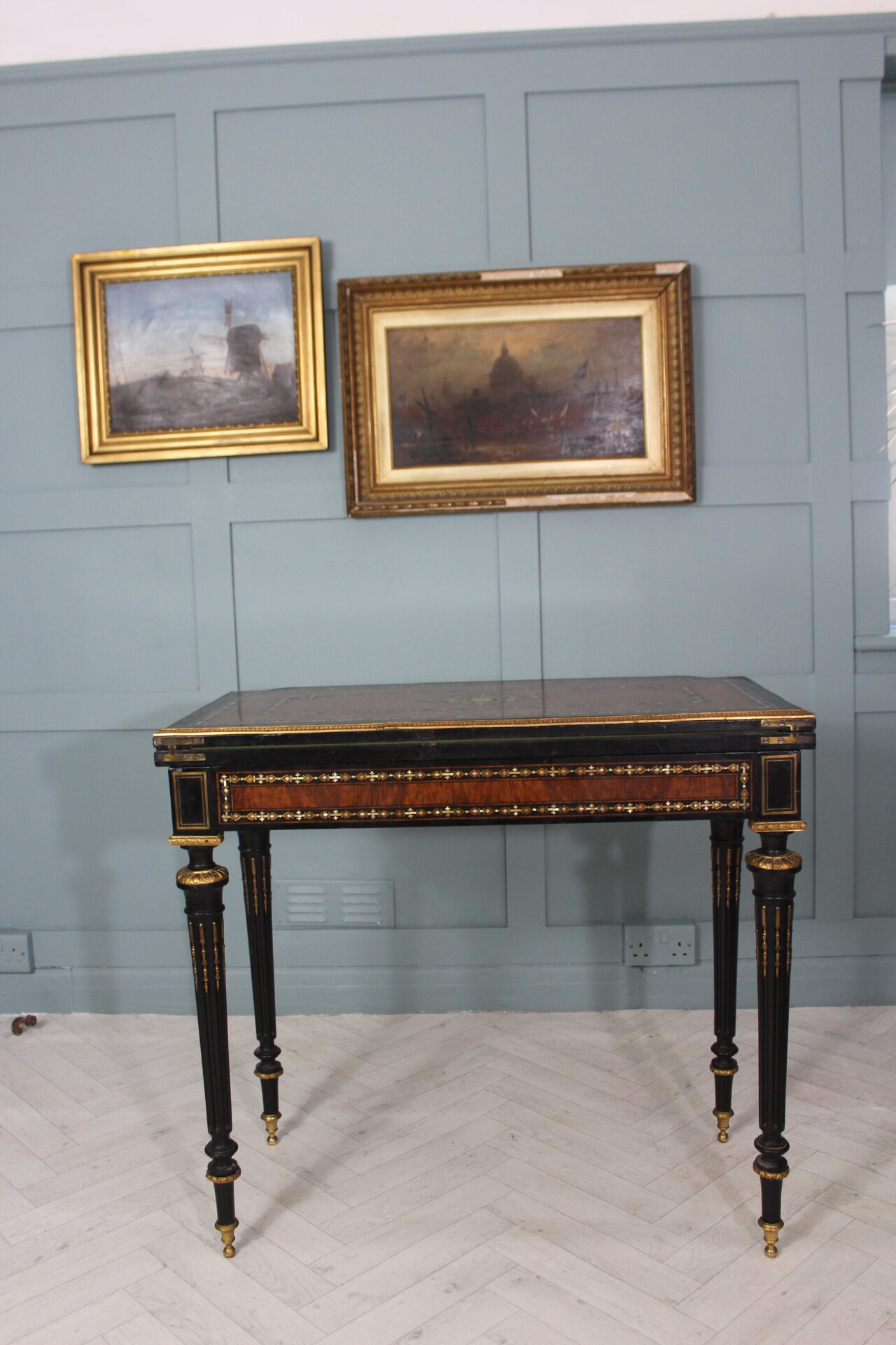 19th century French Napoleon III inlaid card table