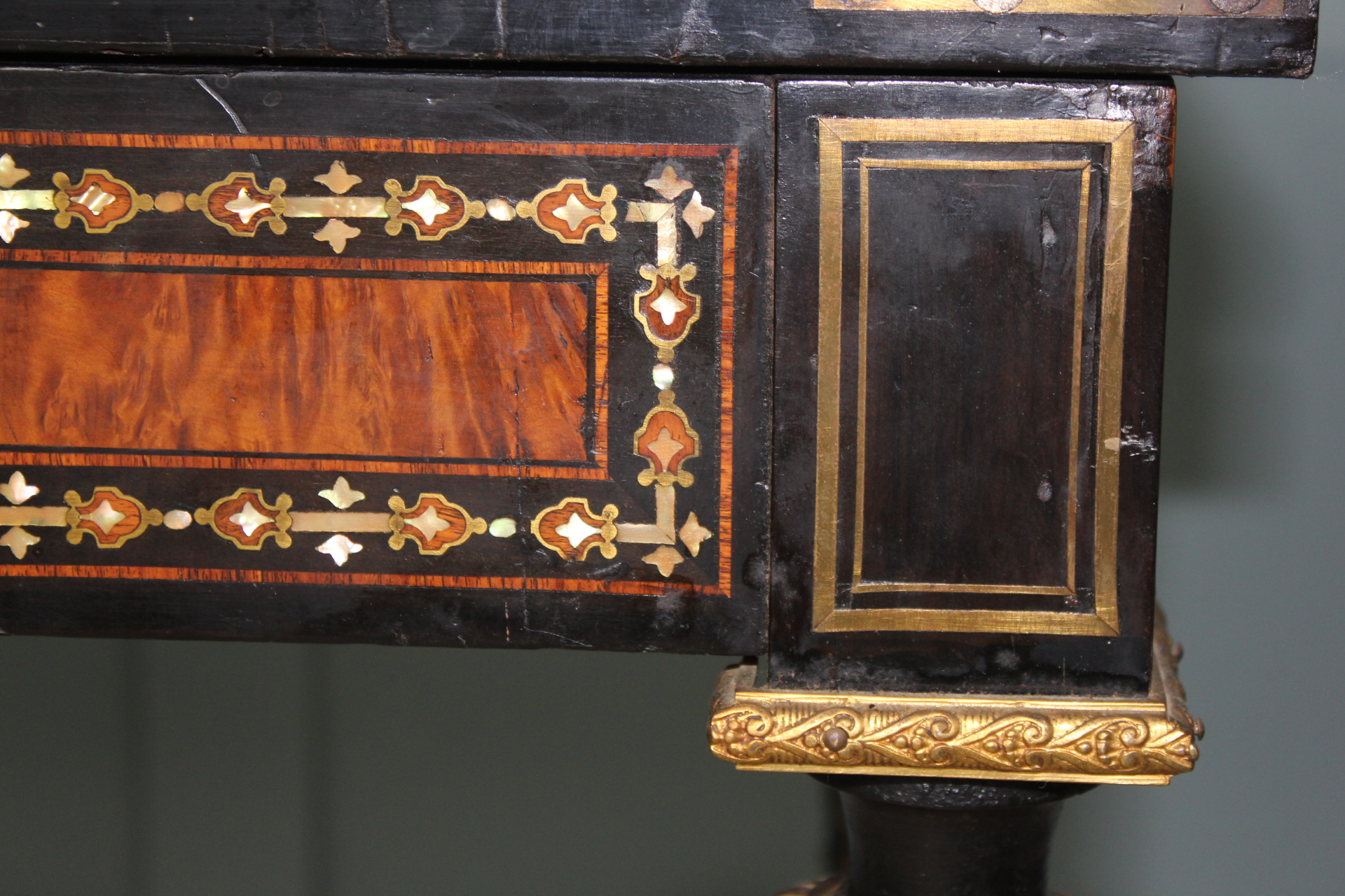 19th century French Napoleon III inlaid card table