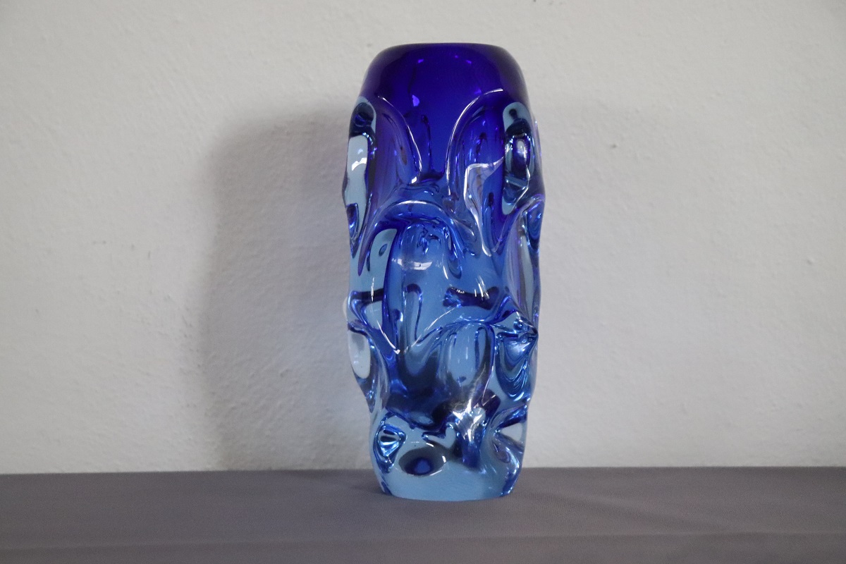 Börne Augustsson 1940s, Art Glass Blue Vase
