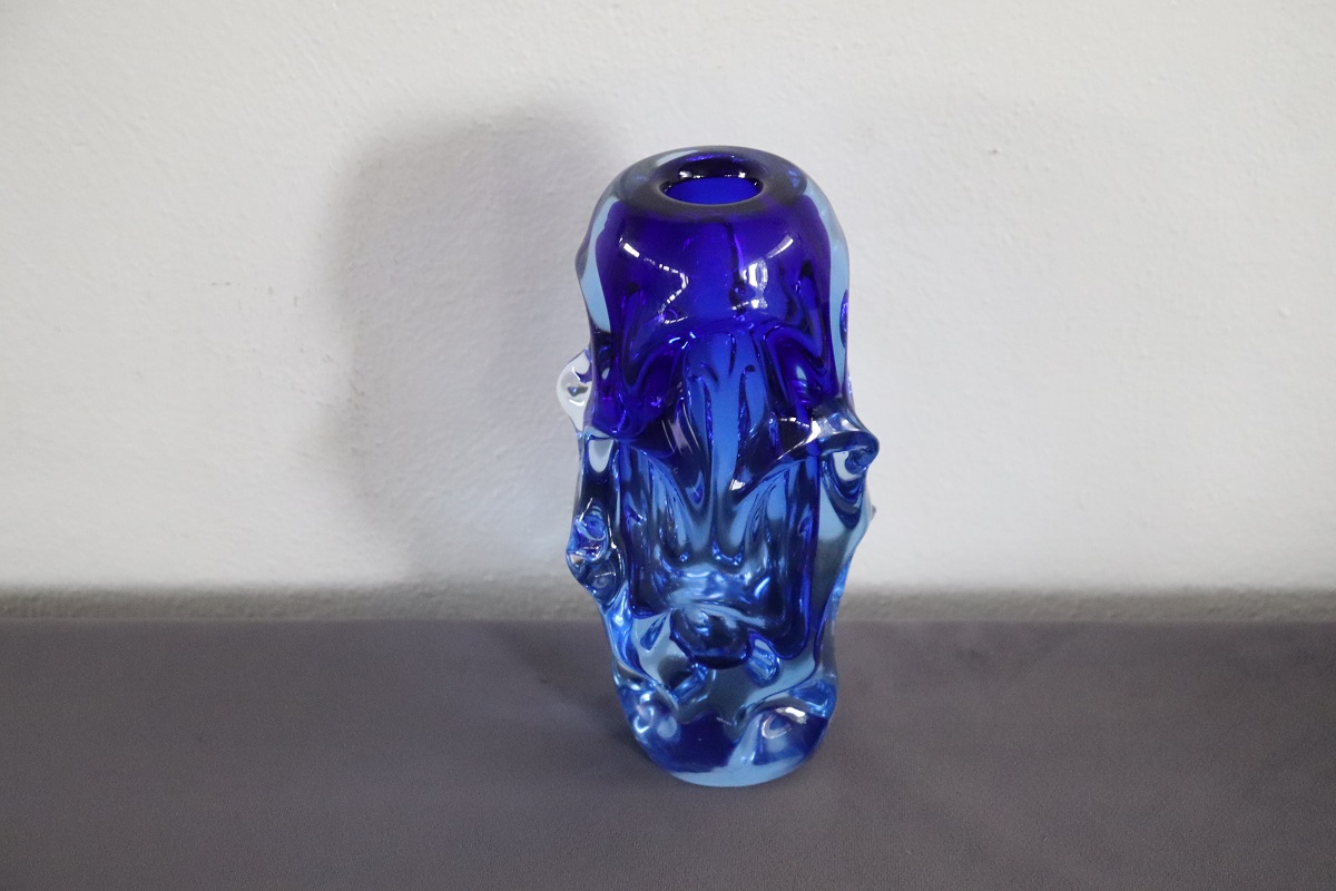 Börne Augustsson 1940s, Art Glass Blue Vase