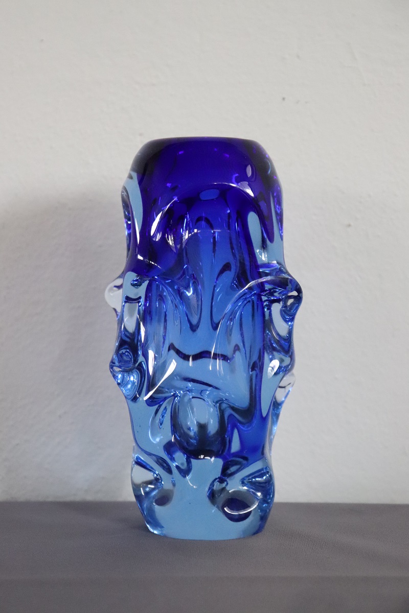 Börne Augustsson 1940s, Art Glass Blue Vase