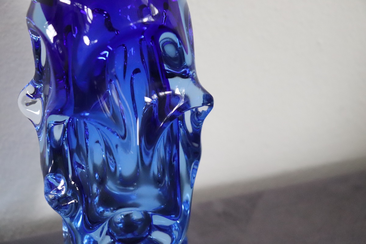 Börne Augustsson 1940s, Art Glass Blue Vase
