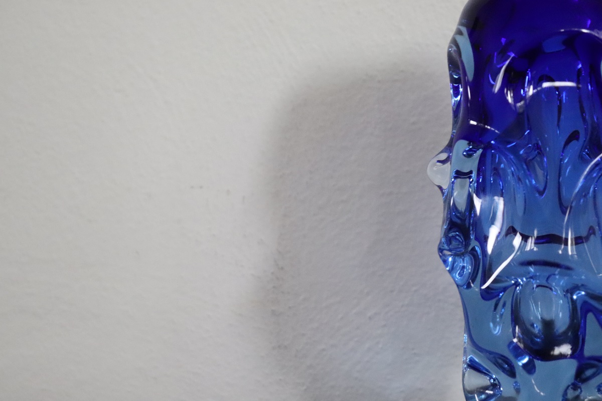 Börne Augustsson 1940s, Art Glass Blue Vase
