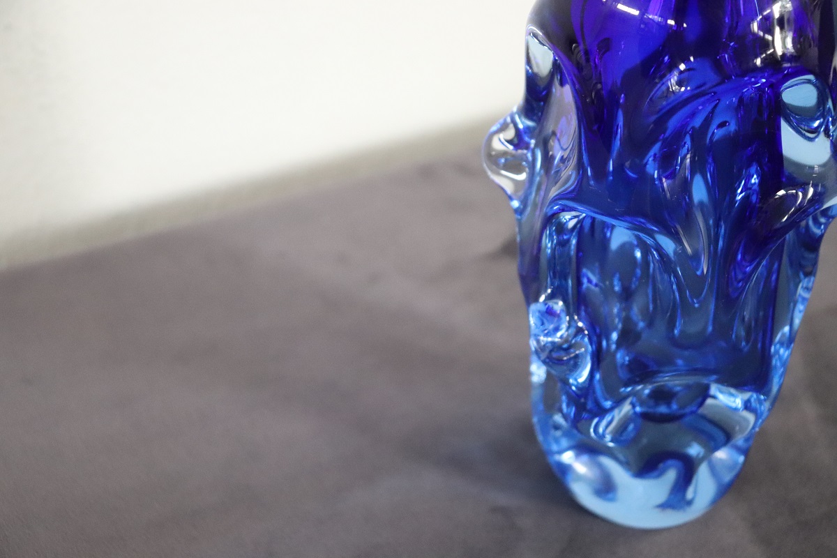 Börne Augustsson 1940s, Art Glass Blue Vase