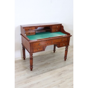 Italian antique writing desk in cherry wood, Louis Philippe 19th century