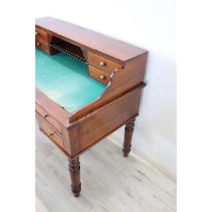 Italian antique writing desk in cherry wood, Louis Philippe 19th century