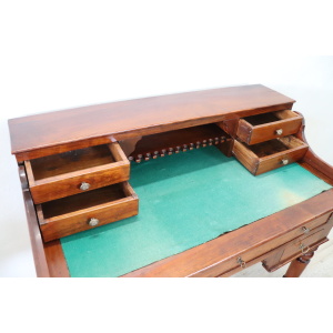 Italian antique writing desk in cherry wood, Louis Philippe 19th century