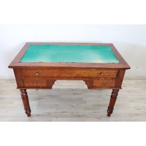 Italian antique writing desk in cherry wood, Louis Philippe 19th century