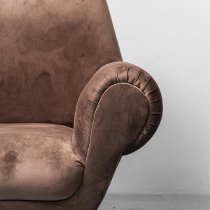 Pair Of Brown Velvet Armchairs Gigi Radice Minotti 1950s Modern Vintage