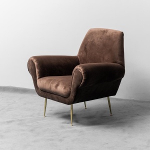 Pair Of Brown Velvet Armchairs Gigi Radice Minotti 1950s Modern Vintage